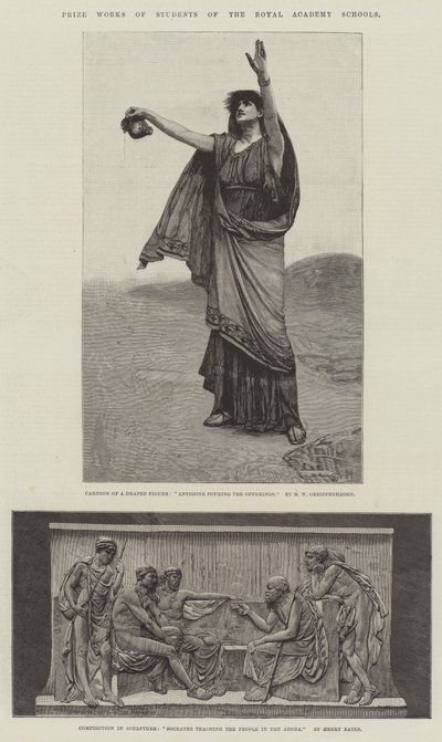 Prijswerken van Studenten van de Royal Academy Schools. Illustratie voor The Illustrated London News, 5 januari 1884 door Maurice Greiffenhagen